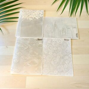 Darice Embossing Folder Lot – Tree, City Skyline, Clouds, Paisley – Scrapbooking